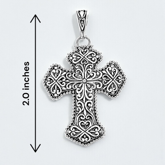 Handmade Sterling Silver Cross Pendant without Chain 5.74 Grams - Picture 3 of 4